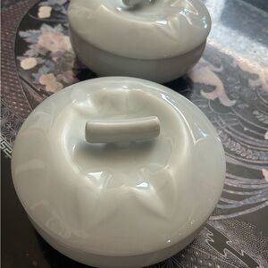 Vintage Celadon Lidded Porcelain Bowls (Set of 2) — Korean Cheongja Style